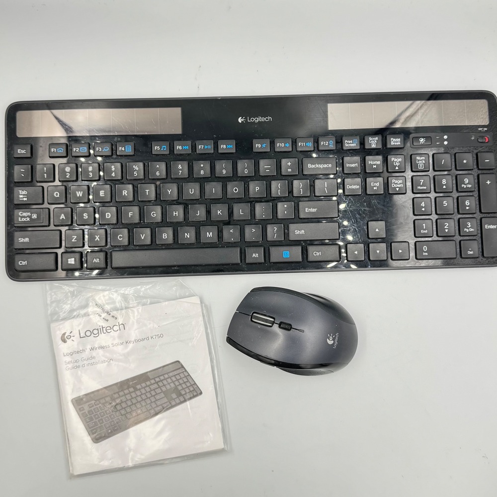 Logitech Keyboard and Mouse Bundle Black K750 Solar M705 Wireless